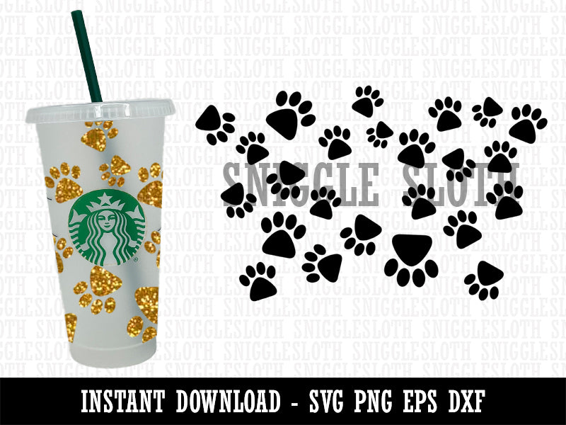 Paw Prints Dogs Cats Starbucks 24oz Venti Cold Cup SVG PNG EPS DXF File