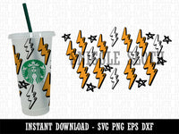 Quirky Lightning Bolts Stars Starbucks 24oz Venti Cold Cup SVG PNG EPS DXF File
