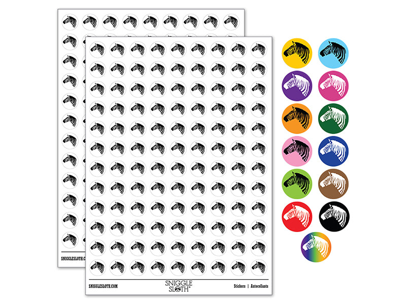 Zebra Head Profile Sketch 200+ 0.50" Round Stickers