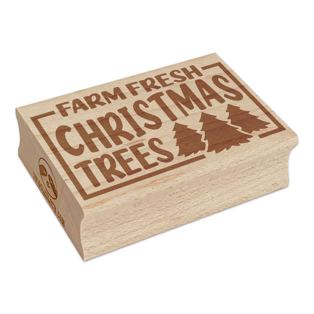 Farm Fresh Christmas Trees Rectangle Rubber Stamp for Stamping Crafting