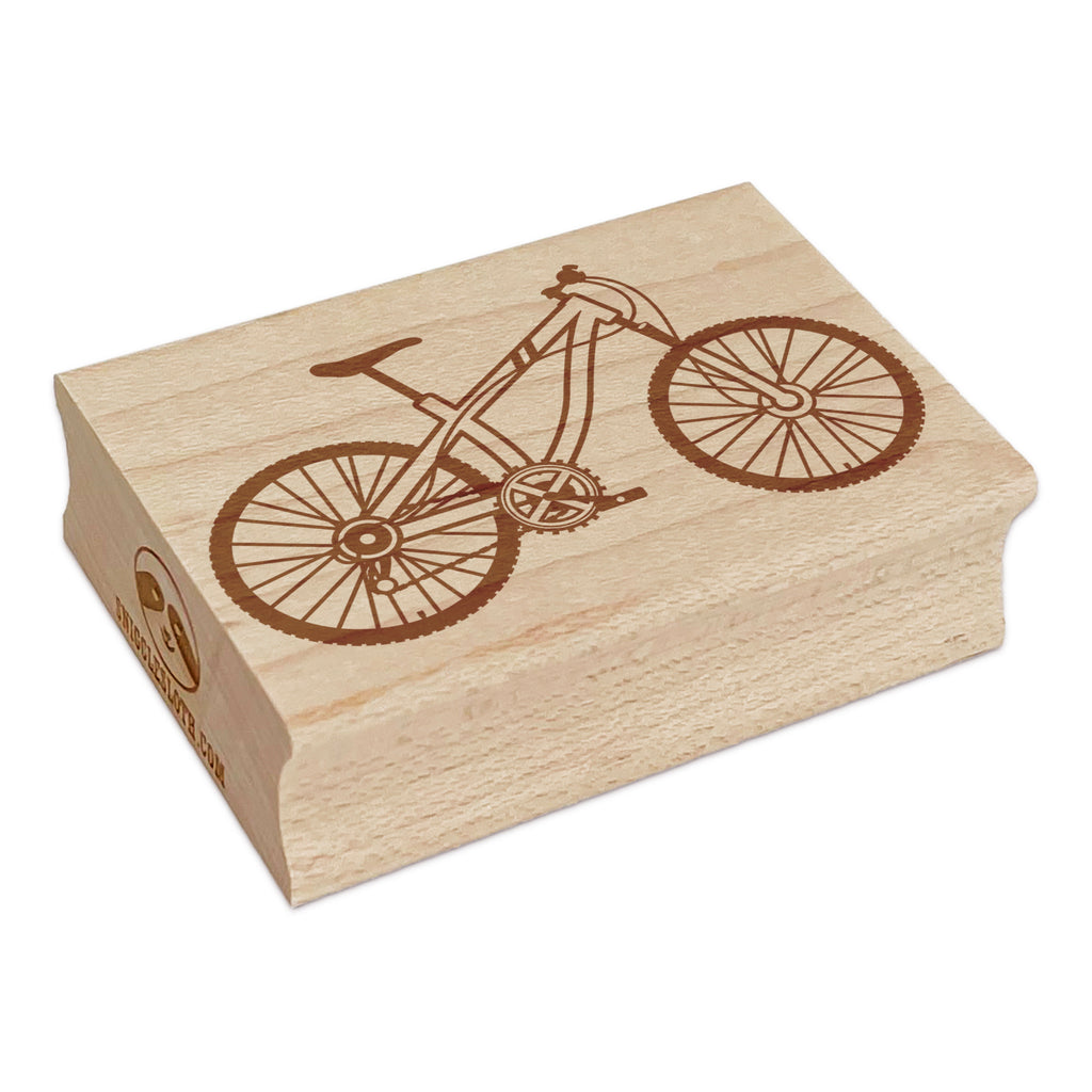 Mountain Bike Bicycle Cyclist Rectangle Rubber Stamp for Stamping Crafting