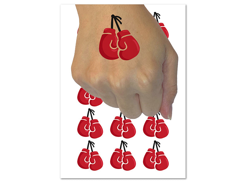 Pair of Boxing Gloves Hanging Temporary Tattoo Water Resistant Fake Body Art Set Collection (1 Sheet)