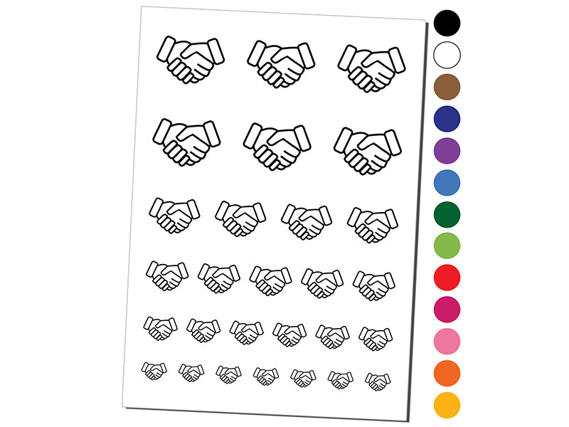 Shaking Hands Agreement Icon Temporary Tattoo Water Resistant Fake Body Art Set Collection
