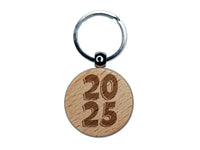 2025 Stacked Graduation Shadow Engraved Wood Round Keychain Tag Charm