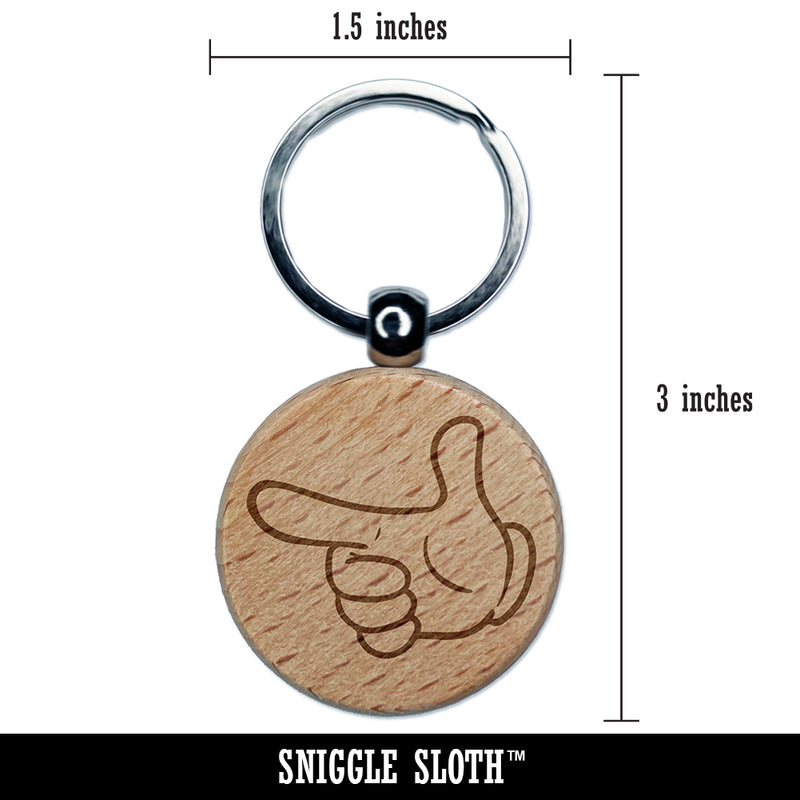 Gloved Cartoon Hand Pointing Finger Engraved Wood Round Keychain Tag Charm