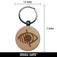 Blind Visually Impaired Vision Eye Disability Symbol Icon Engraved Wood Round Keychain Tag Charm