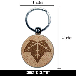 Common Ivy Leaf Vine Plant Hedera Helix Engraved Wood Round Keychain Tag Charm