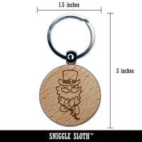 Dancing Leprechaun Irish Jig Saint Patricks Day Engraved Wood Round Keychain Tag Charm