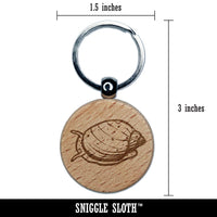 Freshwater Pond Snail Mollusk Shell Engraved Wood Round Keychain Tag Charm