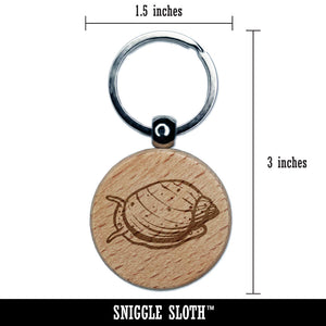 Freshwater Pond Snail Mollusk Shell Engraved Wood Round Keychain Tag Charm