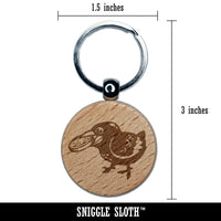 Happy Excited Crow With Treasure Coin Engraved Wood Round Keychain Tag Charm