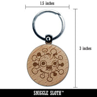 Impish Contagious Micro Virus Pathogen Engraved Wood Round Keychain Tag Charm