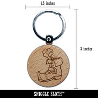 Lucky Leprechaun Boot with Shamrock Clover Saint Patricks Day Engraved Wood Round Keychain Tag Charm
