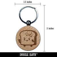 Motivated Buttery Toast Fighter Engraved Wood Round Keychain Tag Charm