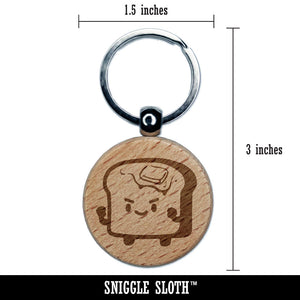 Motivated Buttery Toast Fighter Engraved Wood Round Keychain Tag Charm