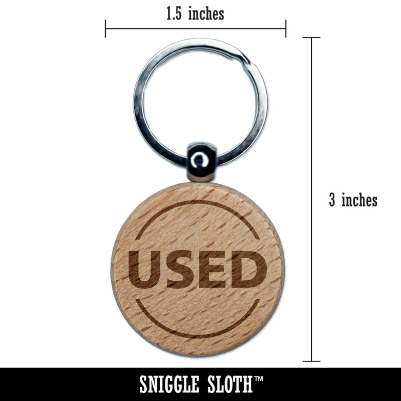 Used Condition Quality Description Engraved Wood Round Keychain Tag Charm