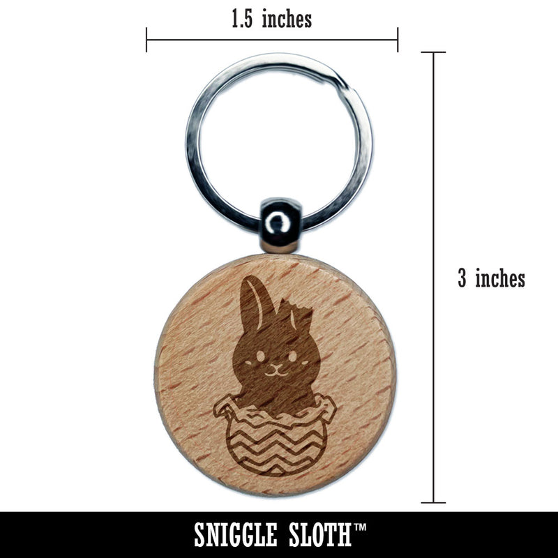 Chocolate Easter Bunny Rabbit Unwrapped Foil Engraved Wood Round Keychain Tag Charm