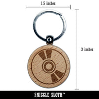 CD ROM Compact Disk DVD Engraved Wood Round Keychain Tag Charm