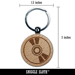 CD ROM Compact Disk DVD Engraved Wood Round Keychain Tag Charm