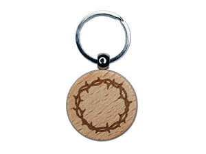 Crown of Thorns Jesus Christ Christianity Easter Engraved Wood Round Keychain Tag Charm