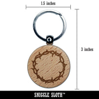 Crown of Thorns Jesus Christ Christianity Easter Engraved Wood Round Keychain Tag Charm