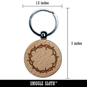 Crown of Thorns Jesus Christ Christianity Easter Engraved Wood Round Keychain Tag Charm