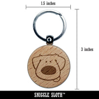 Cute Cartoon Dog Big Nose Tongue Golden Retriever Puppy Engraved Wood Round Keychain Tag Charm