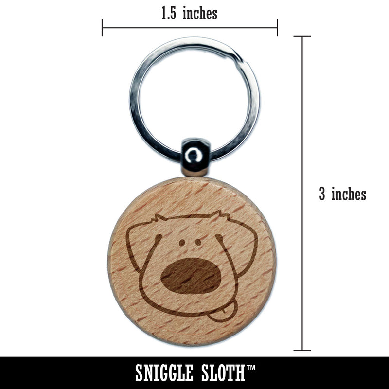 Cute Cartoon Dog Big Nose Tongue Golden Retriever Puppy Engraved Wood Round Keychain Tag Charm