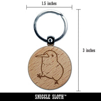 Cute Chubby Kiwi Bird Walking New Zealand Engraved Wood Round Keychain Tag Charm