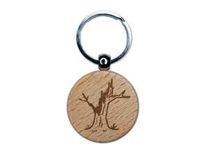 Dead Tree Stump Wood Engraved Wood Round Keychain Tag Charm