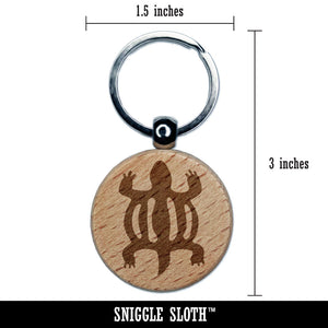 Denkyem Adinkra Crocodile Adaptability Cleverness African Engraved Wood Round Keychain Tag Charm