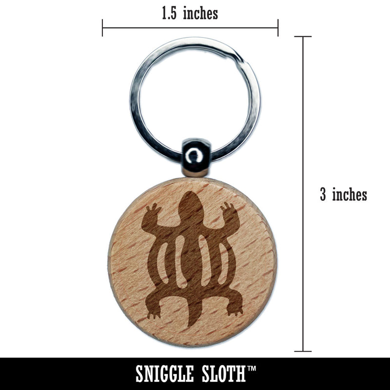 Denkyem Adinkra Crocodile Adaptability Cleverness African Engraved Wood Round Keychain Tag Charm