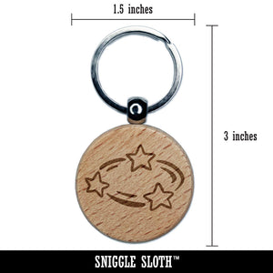 Dizzy Confused Circling Stars Cartoon Engraved Wood Round Keychain Tag Charm