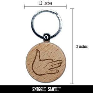 Dog Shadow Puppet Hand Engraved Wood Round Keychain Tag Charm