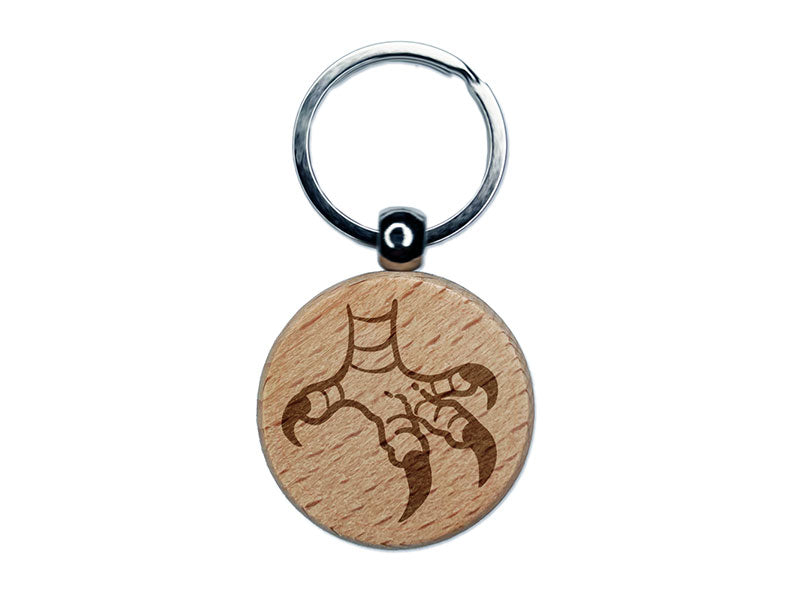 Eagle Hawk Talon Bird Claws Engraved Wood Round Keychain Tag Charm