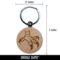 Eagle Hawk Talon Bird Claws Engraved Wood Round Keychain Tag Charm