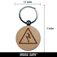 Electrical Hazard Risk Warning Danger Sign Engraved Wood Round Keychain Tag Charm