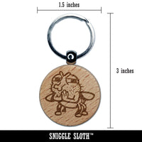 Grimey Fly Rubbing Hands Bug Insect Pest Engraved Wood Round Keychain Tag Charm