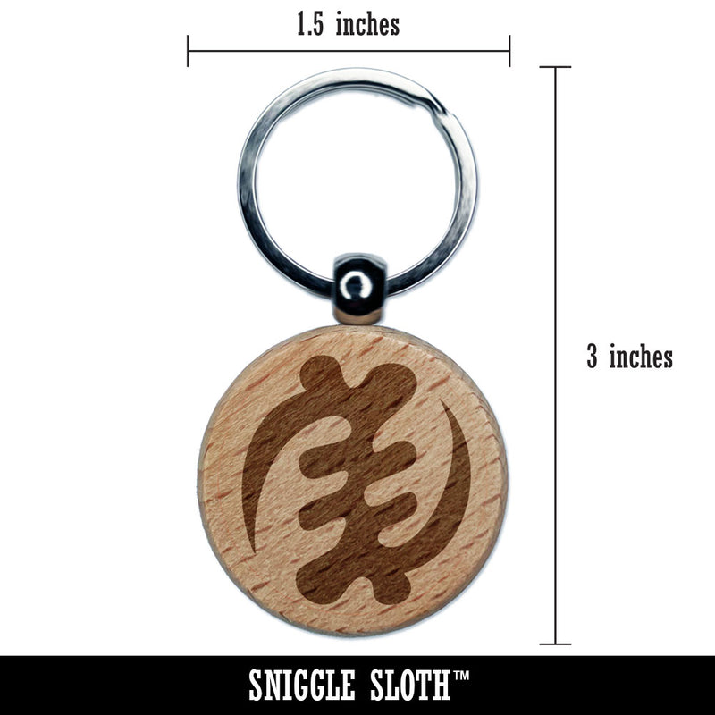 Gye Nyame Adinkra African Symbol God Faith Engraved Wood Round Keychain Tag Charm