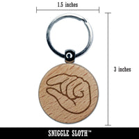 Hand Pinching Fingers Engraved Wood Round Keychain Tag Charm