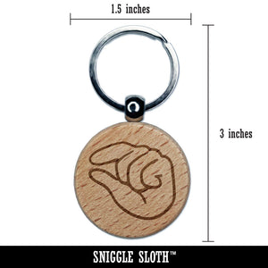 Hand Pinching Fingers Engraved Wood Round Keychain Tag Charm