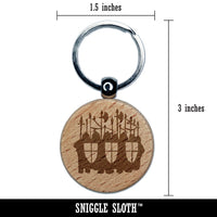 Knights Soldiers Medieval Army Shields Spears Engraved Wood Round Keychain Tag Charm