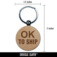 OK To Ship Production Inventory Management Manufacturing Label Engraved Wood Round Keychain Tag Charm