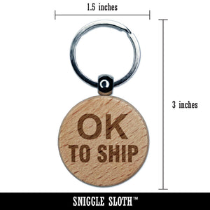 OK To Ship Production Inventory Management Manufacturing Label Engraved Wood Round Keychain Tag Charm