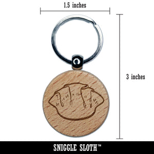 Potsticker Crab Rangoon Dumpling Chinese Food Engraved Wood Round Keychain Tag Charm
