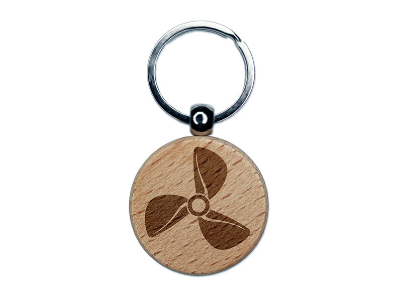 Propeller Boat Plane Aviation Pilot Fan Wing Blade Engraved Wood Round Keychain Tag Charm