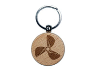 Propeller Boat Plane Aviation Pilot Fan Wing Blade Engraved Wood Round Keychain Tag Charm