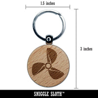 Propeller Boat Plane Aviation Pilot Fan Wing Blade Engraved Wood Round Keychain Tag Charm