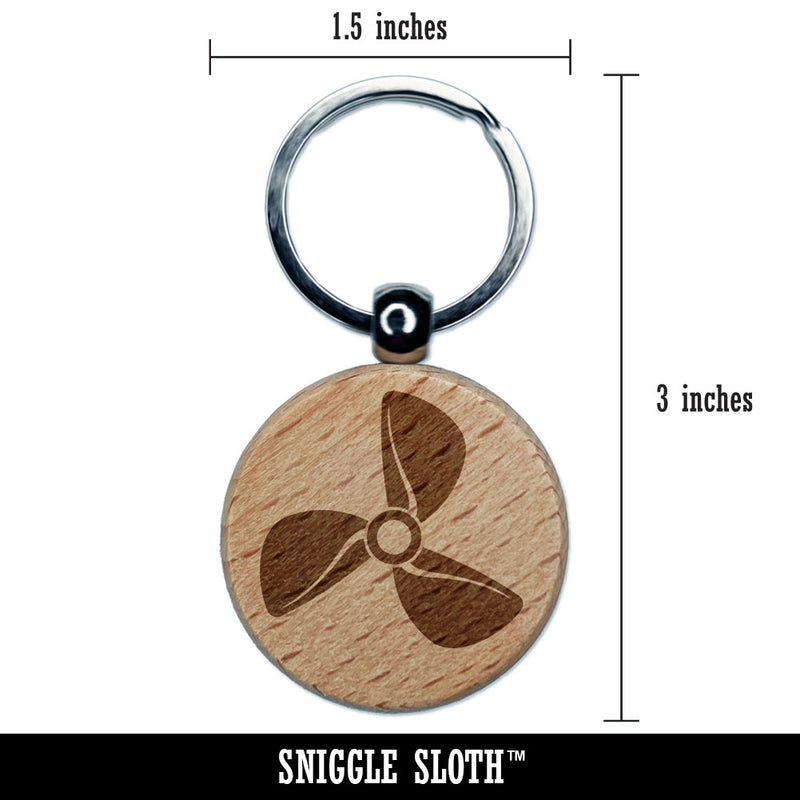 Propeller Boat Plane Aviation Pilot Fan Wing Blade Engraved Wood Round Keychain Tag Charm