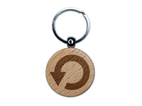 Rewind Return Go Back Arrow Circle Backwards Engraved Wood Round Keychain Tag Charm